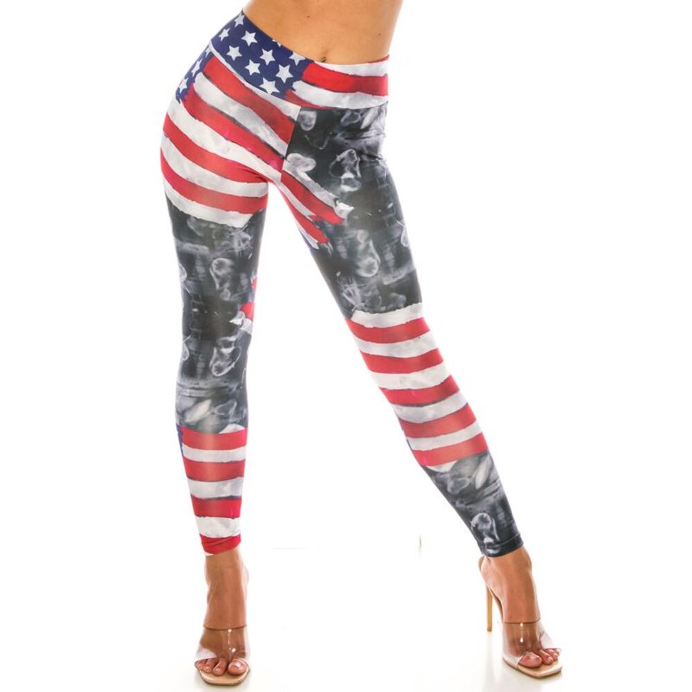 USAFashion Painted USA Flag High Waisted Sport Leggings